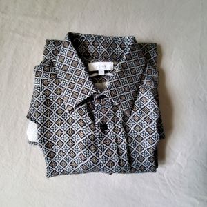 Geometric shape shirt in sage multi color